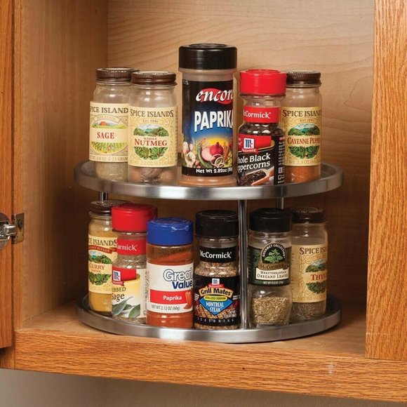 Stainless Steel Two-Tier Lazy Susan Turntable 10.5-inch Kitchen Pantry Storage - Picture 3 of 3